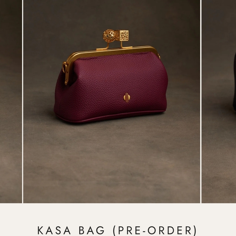 BRAND NEW KASA KHOI Bag, Wine Color, Small Kisslock Bag